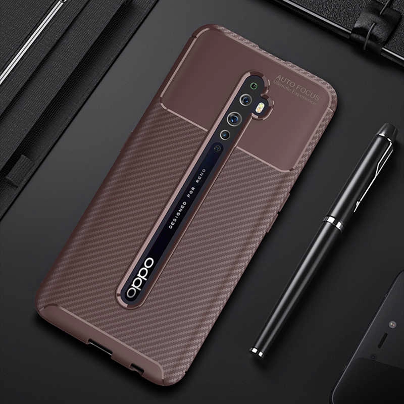 Oppo Reno 2 Kılıf Zore Negro Silikon Kapak-Kahverengi
