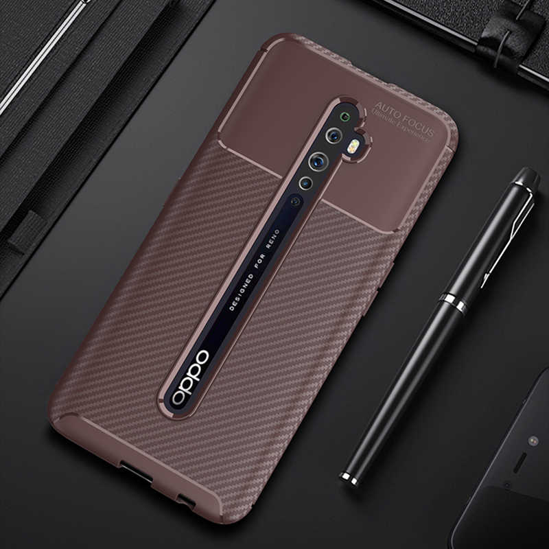 Oppo Reno 2 Kılıf Zore Negro Silikon Kapak-Kahverengi