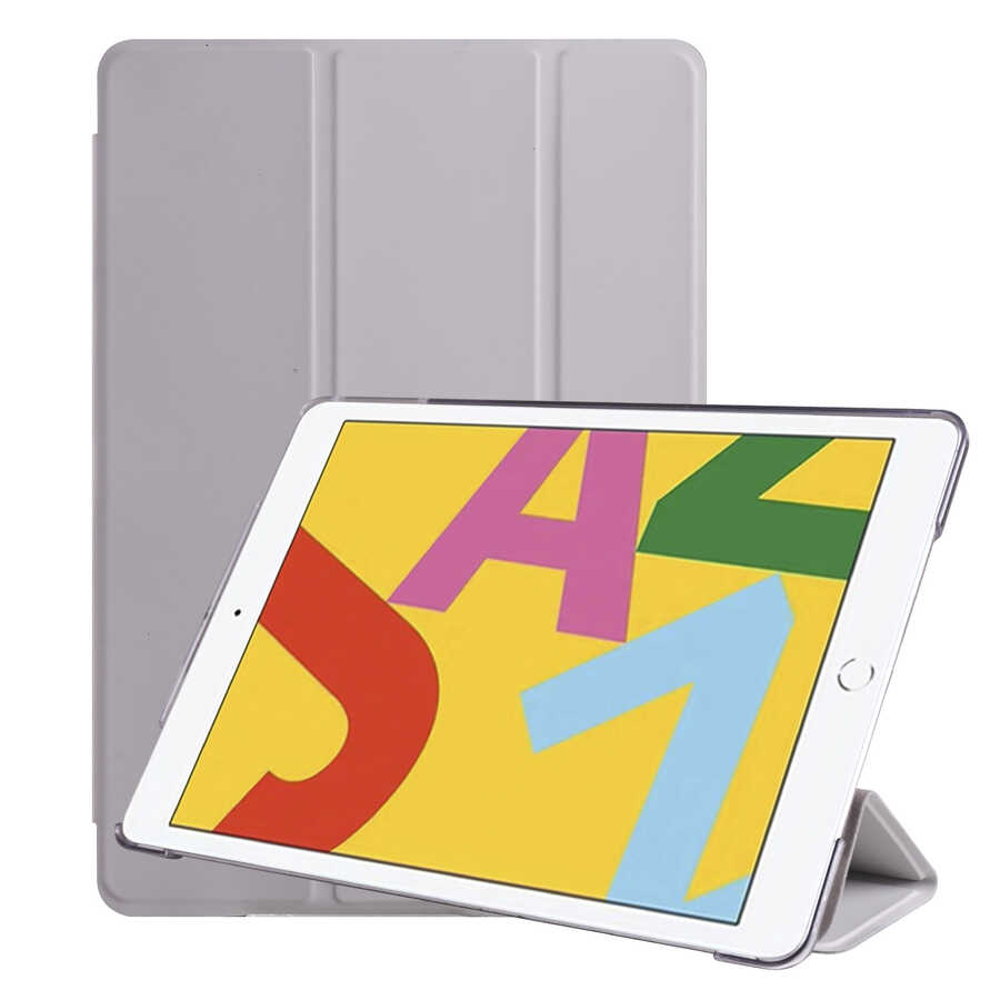iPad Uyumlu 10.2 (8.Nesil) Zore Smart Kapak Standlı 1-1 Kılıf-Gri