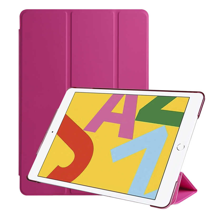 iPad Uyumlu 10.2 (8.Nesil) Zore Smart Kapak Standlı 1-1 Kılıf-Pembe