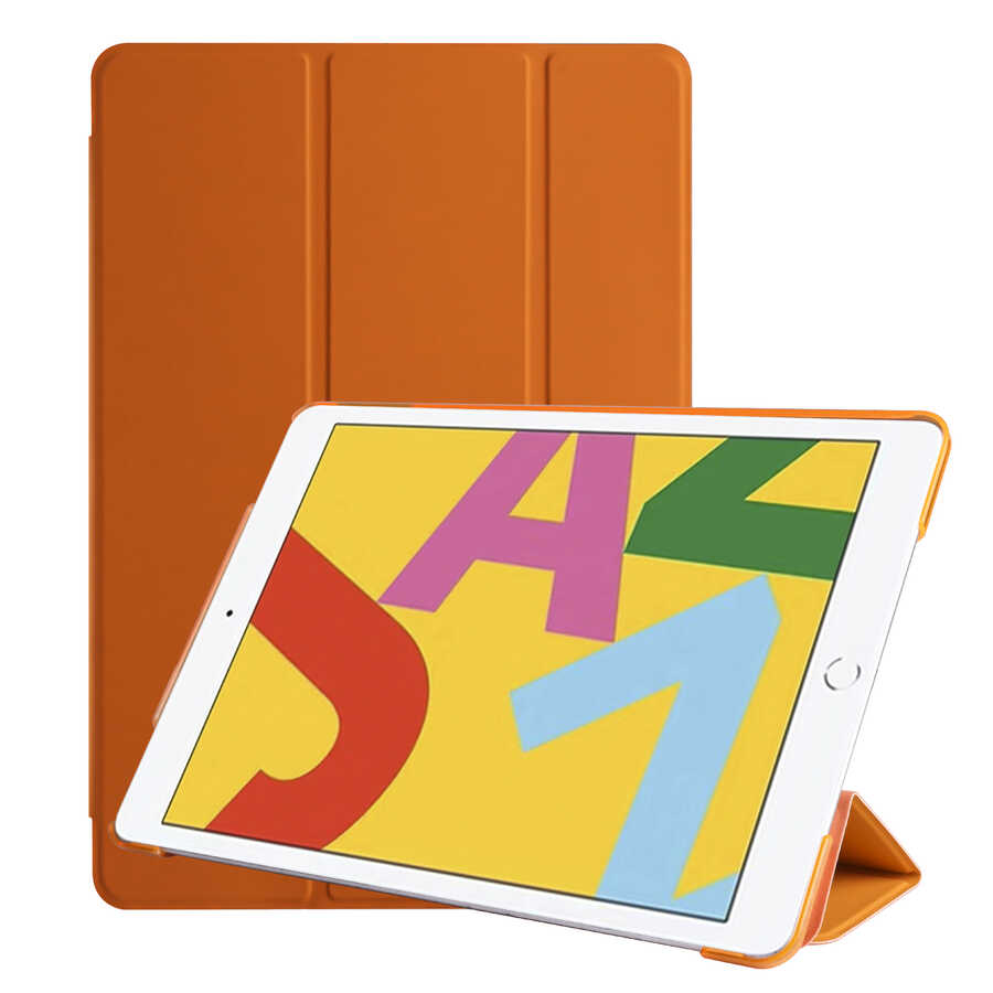 iPad Uyumlu 10.2 (8.Nesil) Zore Smart Kapak Standlı 1-1 Kılıf-Turuncu
