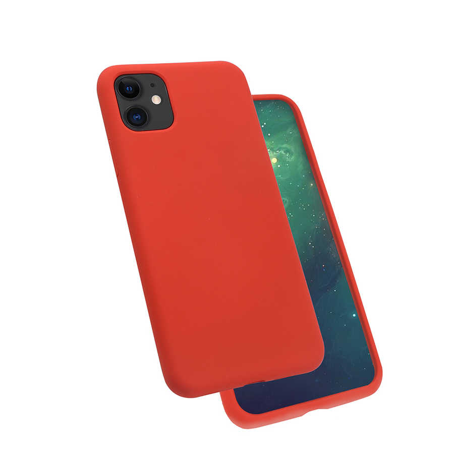iPhone Uyumlu 11 Kılıf Zore Silk Silikon-Kırmızı