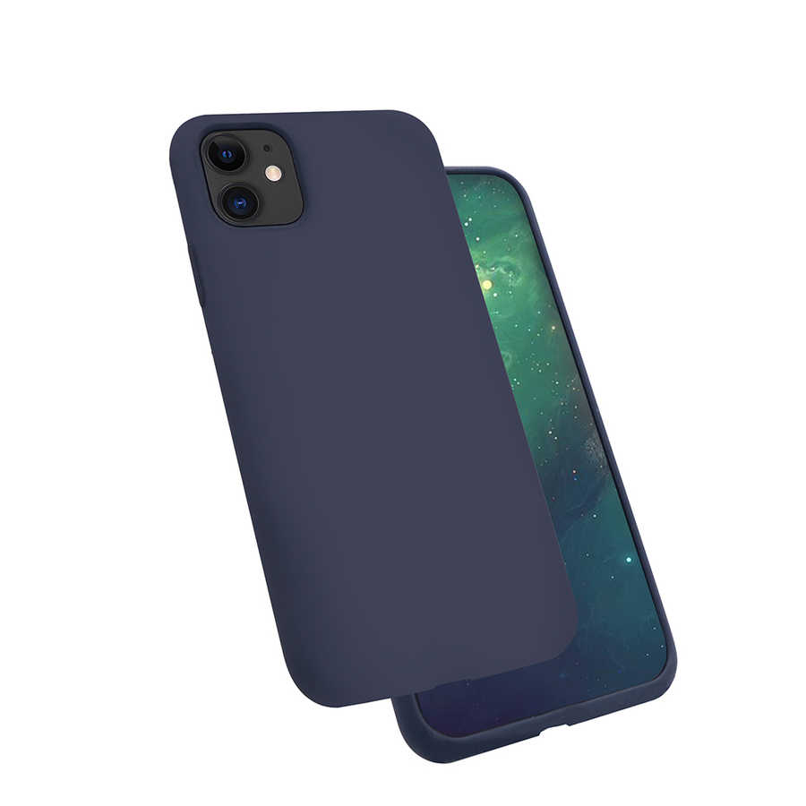 iPhone Uyumlu 11 Kılıf Zore Silk Silikon-Lacivert