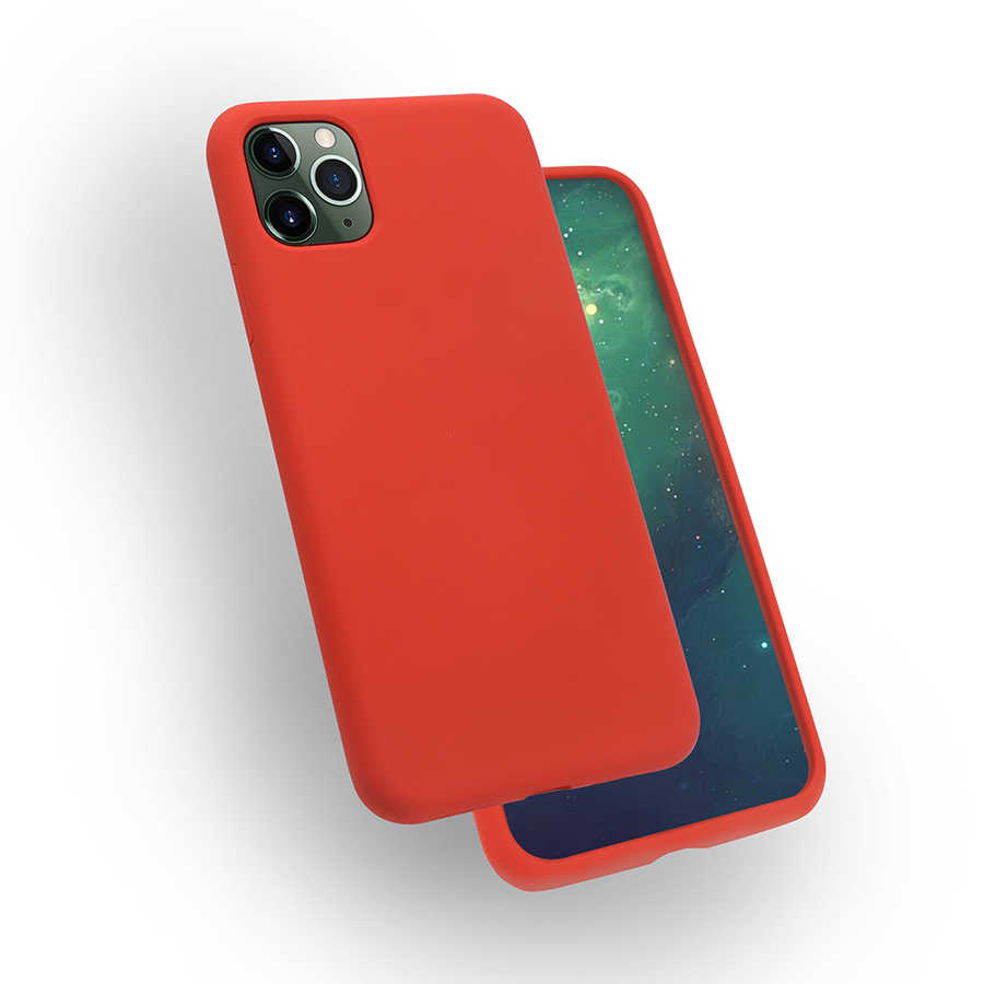 iPhone Uyumlu 11 Pro Max Kılıf Zore Silk Silikon-Kırmızı