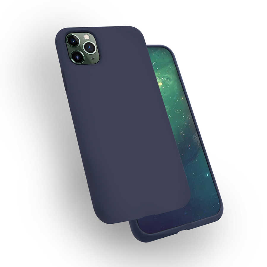 iPhone Uyumlu 11 Pro Max Kılıf Zore Silk Silikon-Lacivert