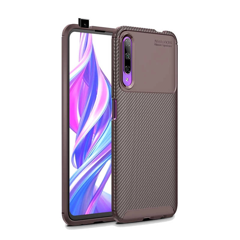 Huawei Uyumlu P Smart Pro 2019 Kılıf Zore Negro Silikon Kapak-Kahverengi