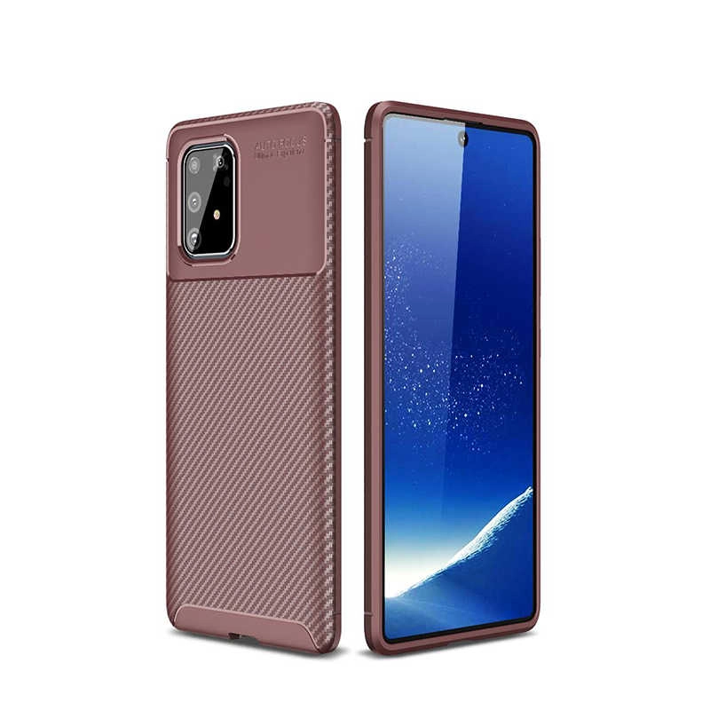 Galaxy Uyumlu A91 (S10 Lite) Kılıf Zore Negro Silikon Kapak-Kahverengi