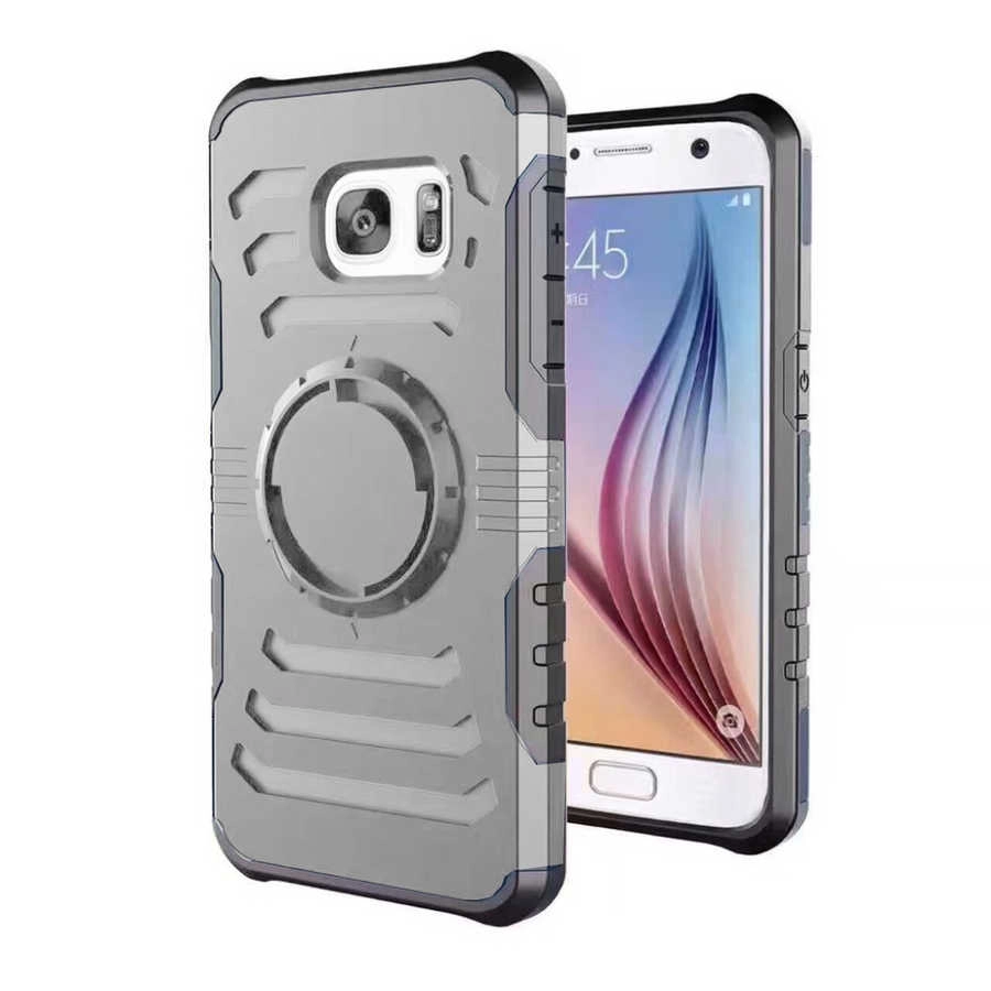 Galaxy Uyumlu S7 Edge Kılıf Zore 2 in 1 Kol Bandı-Gri