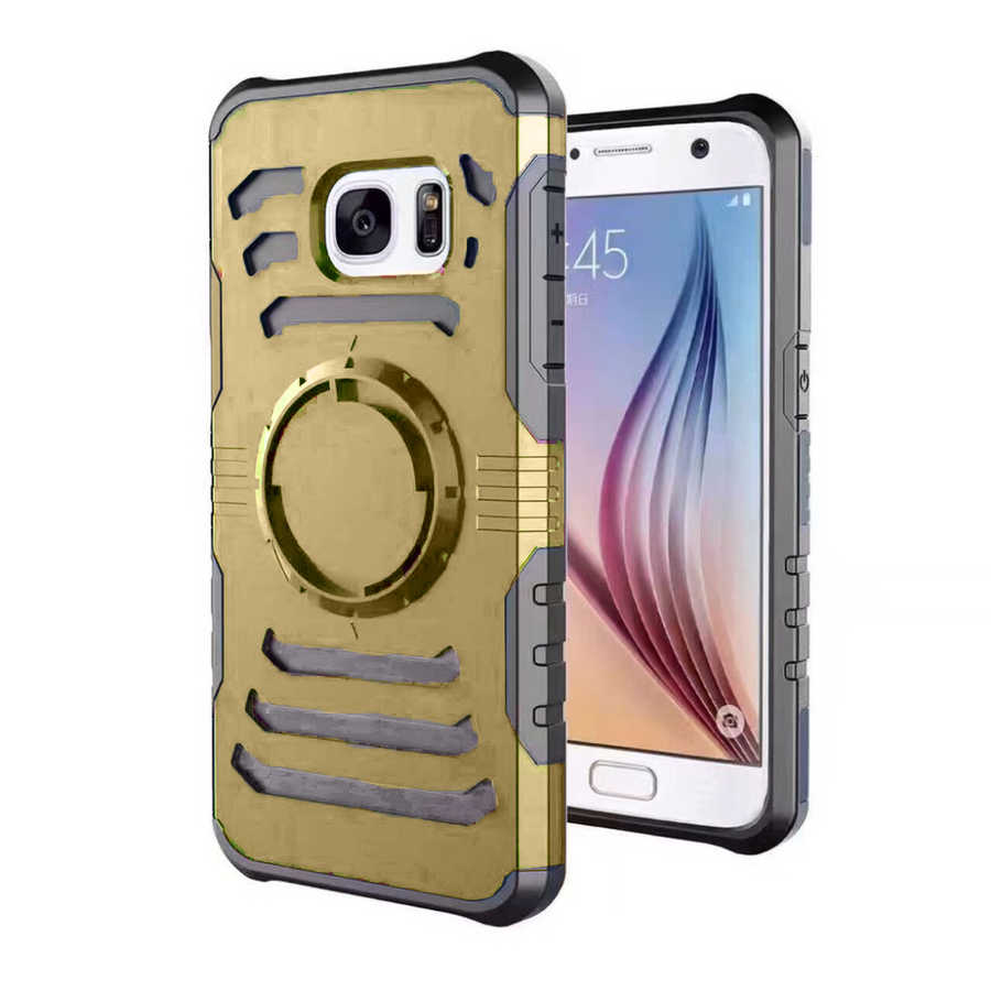Galaxy Uyumlu S7 Edge Kılıf Zore 2 in 1 Kol Bandı-Gold