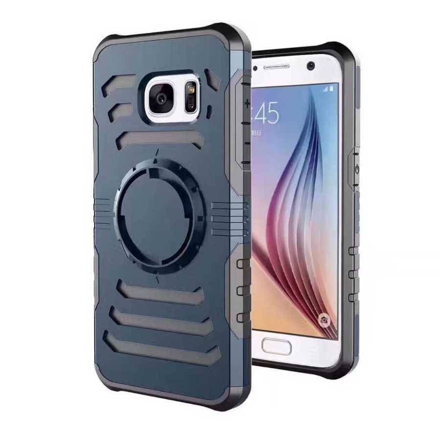 Galaxy Uyumlu S7 Edge Kılıf Zore 2 in 1 Kol Bandı-Lacivert