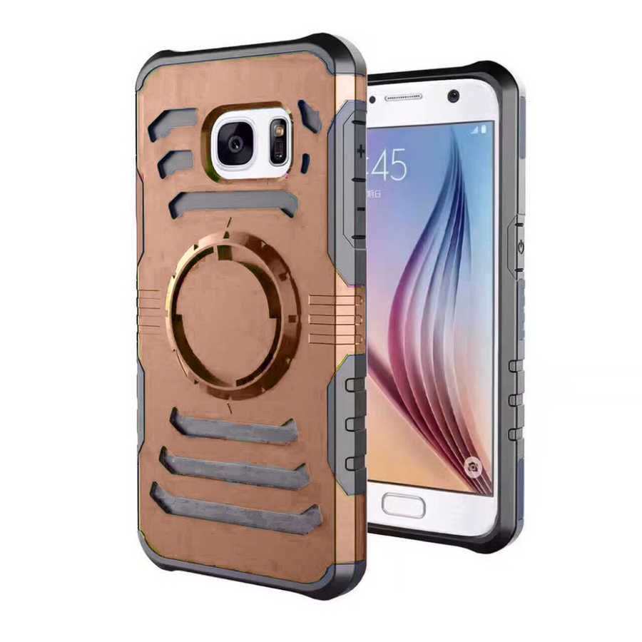 Galaxy Uyumlu S7 Edge Kılıf Zore 2 in 1 Kol Bandı-Rose gold