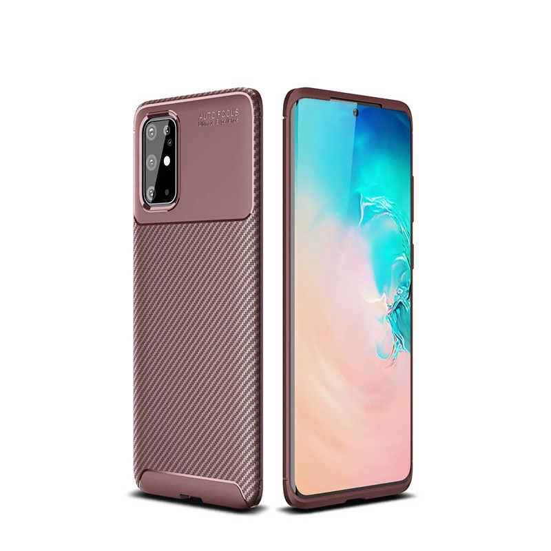 Galaxy Uyumlu S20 Plus Kılıf Zore Negro Silikon Kapak-Kahverengi