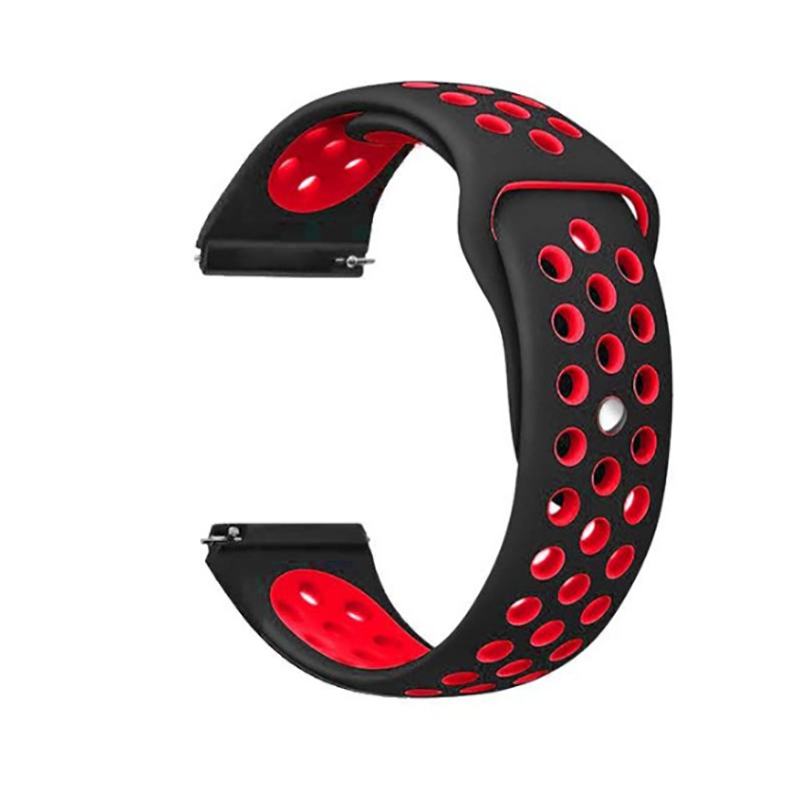 Gear S3 (22mm) KRD-02 Silikon Kordon-Siyah-kırmızı