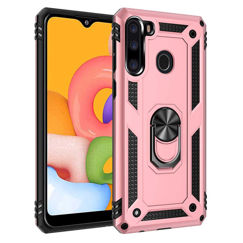 Galaxy Uyumlu A21 Kılıf Zore Vega Kapak-Rose gold