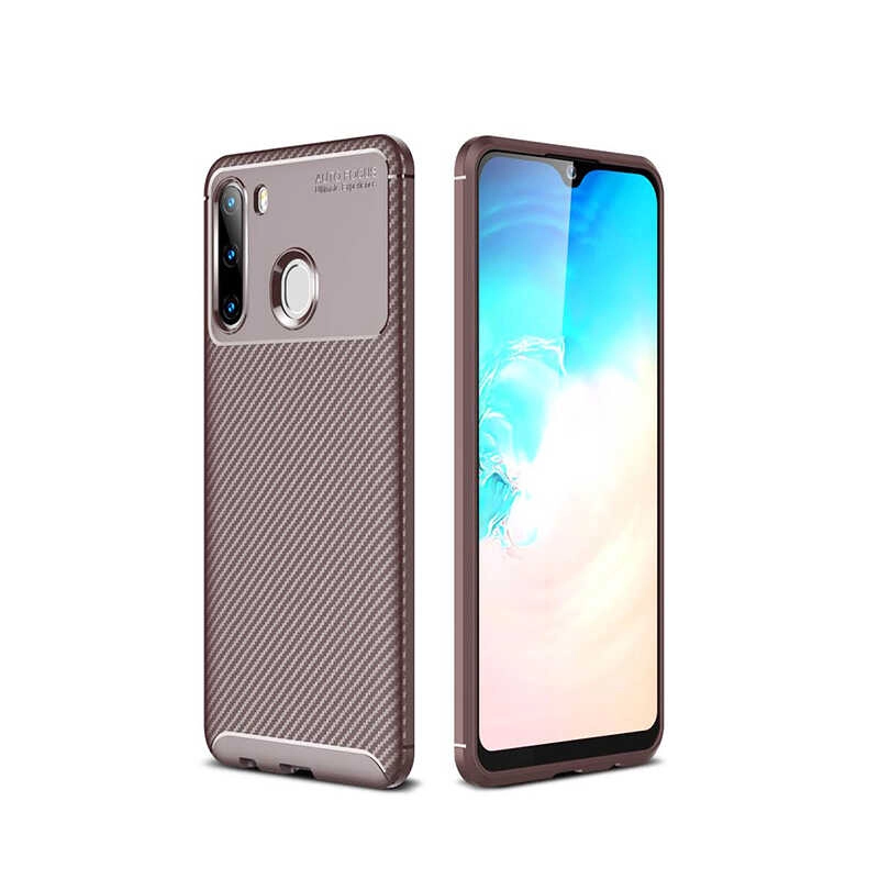 Galaxy Uyumlu A21 Kılıf Zore Negro Silikon Kapak-Kahverengi