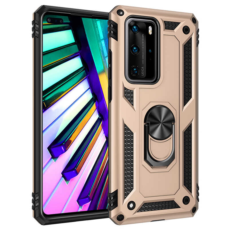 Huawei Uyumlu P40 Pro Kılıf Zore Vega Kapak-Gold