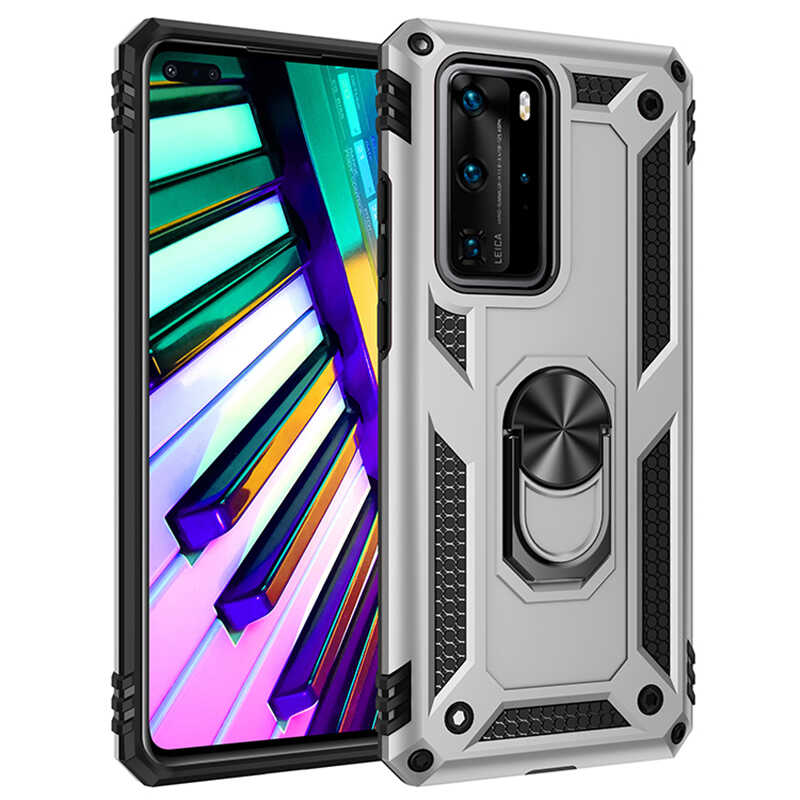 Huawei Uyumlu P40 Pro Kılıf Zore Vega Kapak-Gri