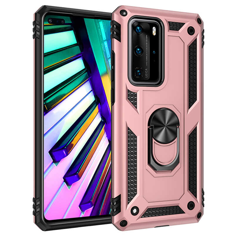 Huawei Uyumlu P40 Pro Kılıf Zore Vega Kapak-Rose gold
