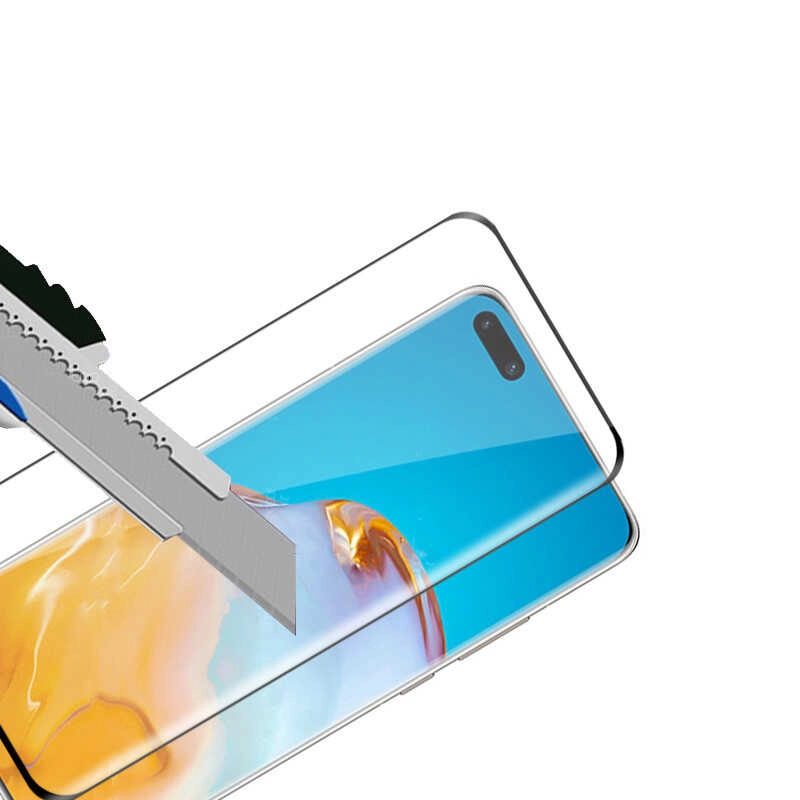Huawei Uyumlu P40 Zore Kenarları Kırılmaya Dayanıklı Cam Ekran Koruyucu