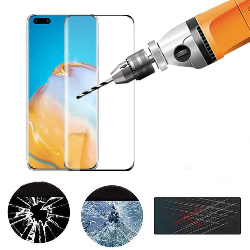 Huawei Uyumlu P40 Zore Kenarları Kırılmaya Dayanıklı Cam Ekran Koruyucu
