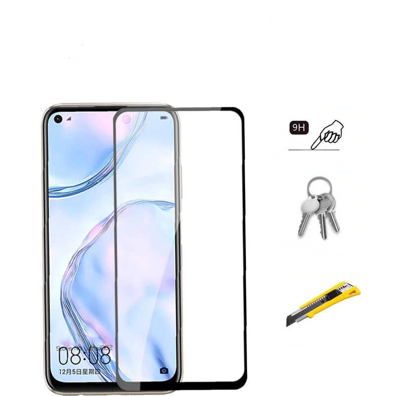 Huawei Uyumlu P40 Lite Zore Kenarları Kırılmaya Dayanıklı Cam Ekran Koruyucu