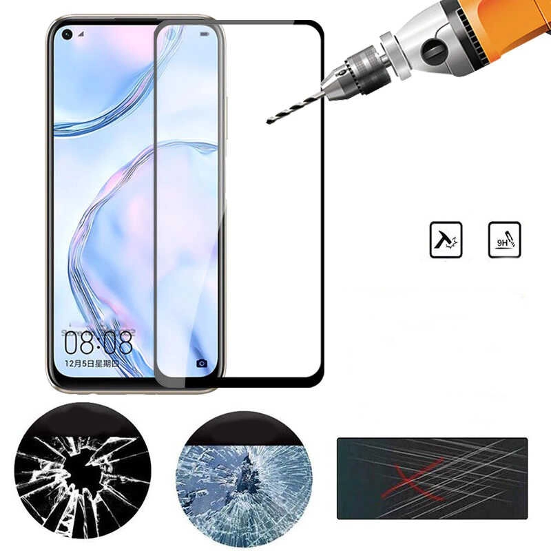 Huawei Uyumlu P40 Lite Zore Kenarları Kırılmaya Dayanıklı Cam Ekran Koruyucu