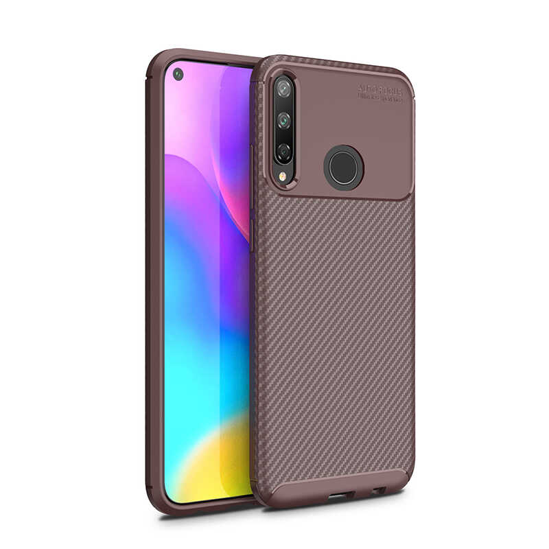 Huawei Uyumlu P40 Lite E Kılıf Zore Negro Silikon Kapak-Kahverengi