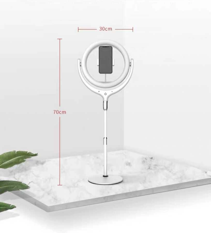 Zore F-537 30 Cm Işıklı Telefon Tutucu Ring Light-Beyaz