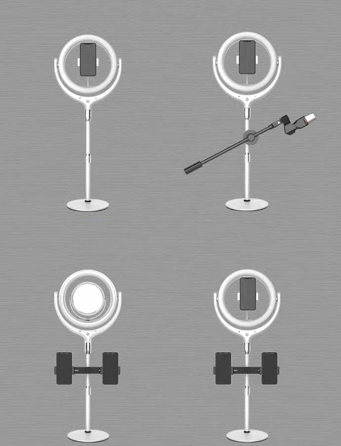 Zore F-537 30 Cm Işıklı Telefon Tutucu Ring Light-Beyaz