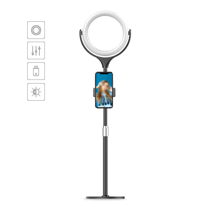 Zore F-537 30 Cm Işıklı Telefon Tutucu Ring Light-Siyah