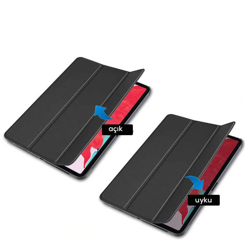 iPad Uyumlu Pro 12.9 2020 (4.Nesil) Zore Smart Kapak Standlı 1-1 Kılıf-Kırmızı