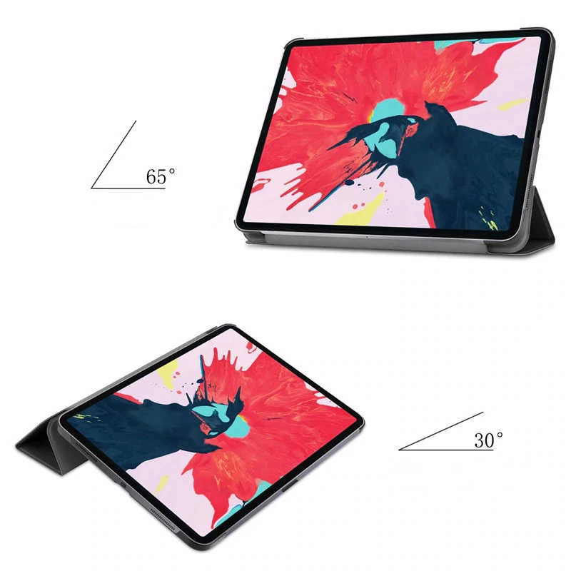 iPad Uyumlu Pro 12.9 2020 (4.Nesil) Zore Smart Kapak Standlı 1-1 Kılıf-Kırmızı