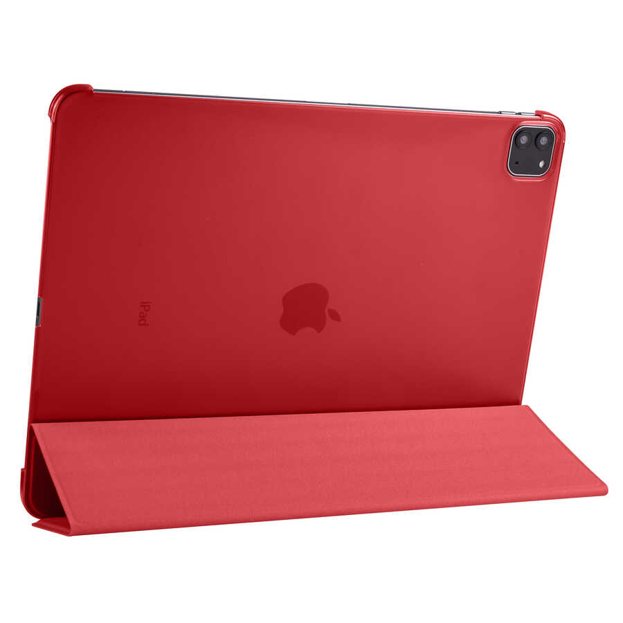 iPad Uyumlu Pro 12.9 2020 (4.Nesil) Zore Smart Kapak Standlı 1-1 Kılıf-Kırmızı