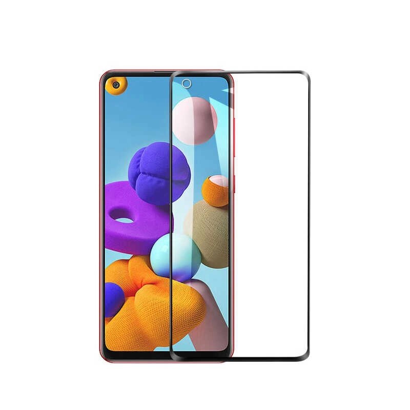 Galaxy Uyumlu A21 Zore Kenarları Kırılmaya Dayanıklı Cam Ekran Koruyucu