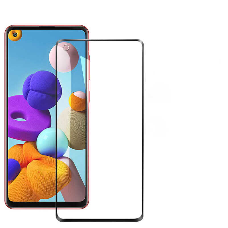Galaxy Uyumlu A21 Zore Kenarları Kırılmaya Dayanıklı Cam Ekran Koruyucu