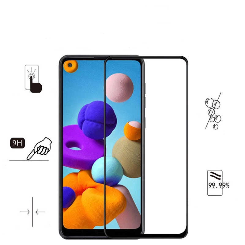 Galaxy Uyumlu A21S Zore Kenarları Kırılmaya Dayanıklı Cam Ekran Koruyucu