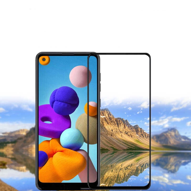 Galaxy Uyumlu A21S Zore Kenarları Kırılmaya Dayanıklı Cam Ekran Koruyucu
