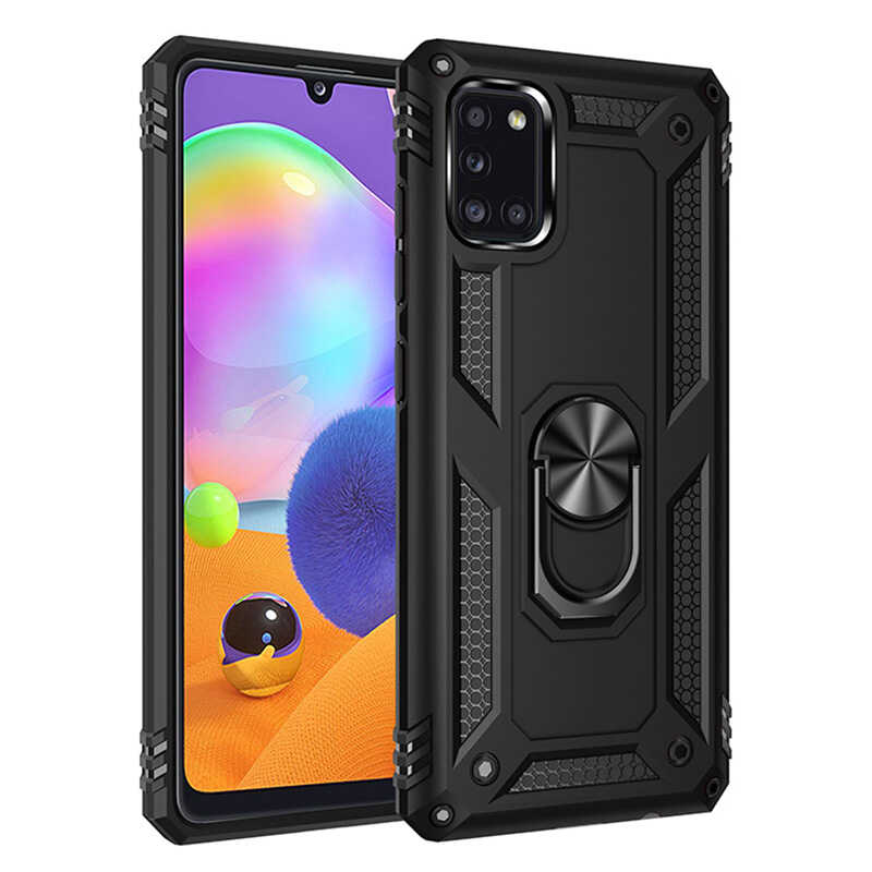Galaxy Uyumlu A31 Kılıf Zore Vega Kapak-Siyah