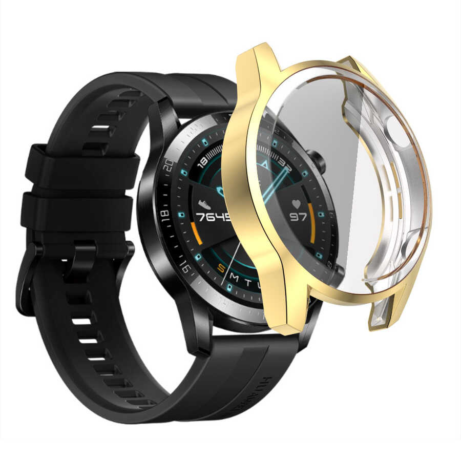 Huawei Uyumlu GT2 46mm Zore Watch Gard 02 Ekran Koruyucu-Gold