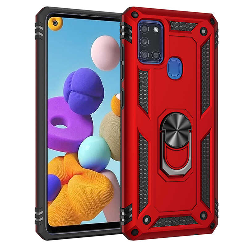 Galaxy Uyumlu A21S Kılıf Zore Vega Kapak-Kırmızı