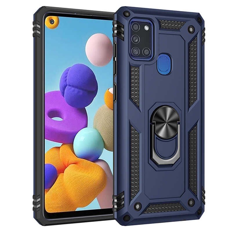 Galaxy Uyumlu A21S Kılıf Zore Vega Kapak-Mavi