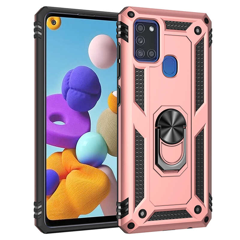 Galaxy Uyumlu A21S Kılıf Zore Vega Kapak-Rose gold