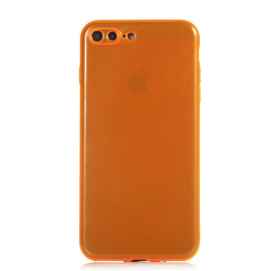 iPhone Uyumlu 7 Plus Kılıf Zore Mun Silikon-Turuncu