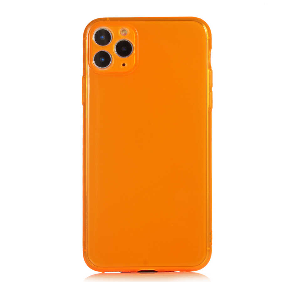 iPhone Uyumlu 11 Pro Max Kılıf Zore Mun Silikon-Turuncu