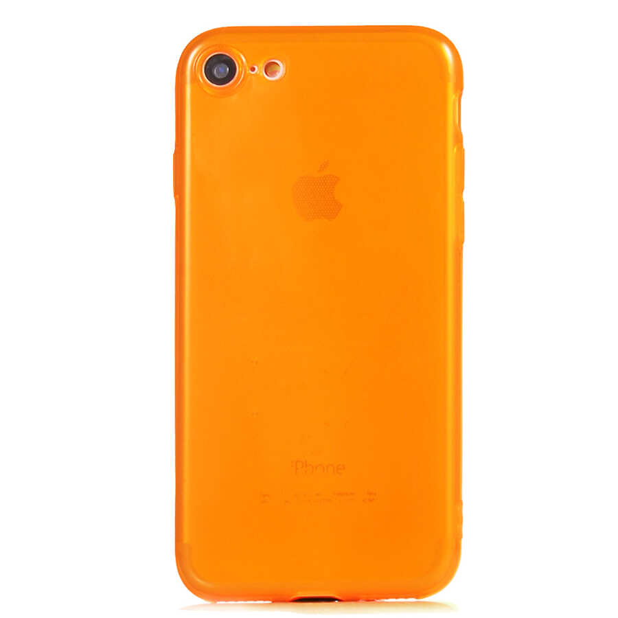 iPhone Uyumlu SE 2020 Kılıf Zore Mun Silikon-Turuncu