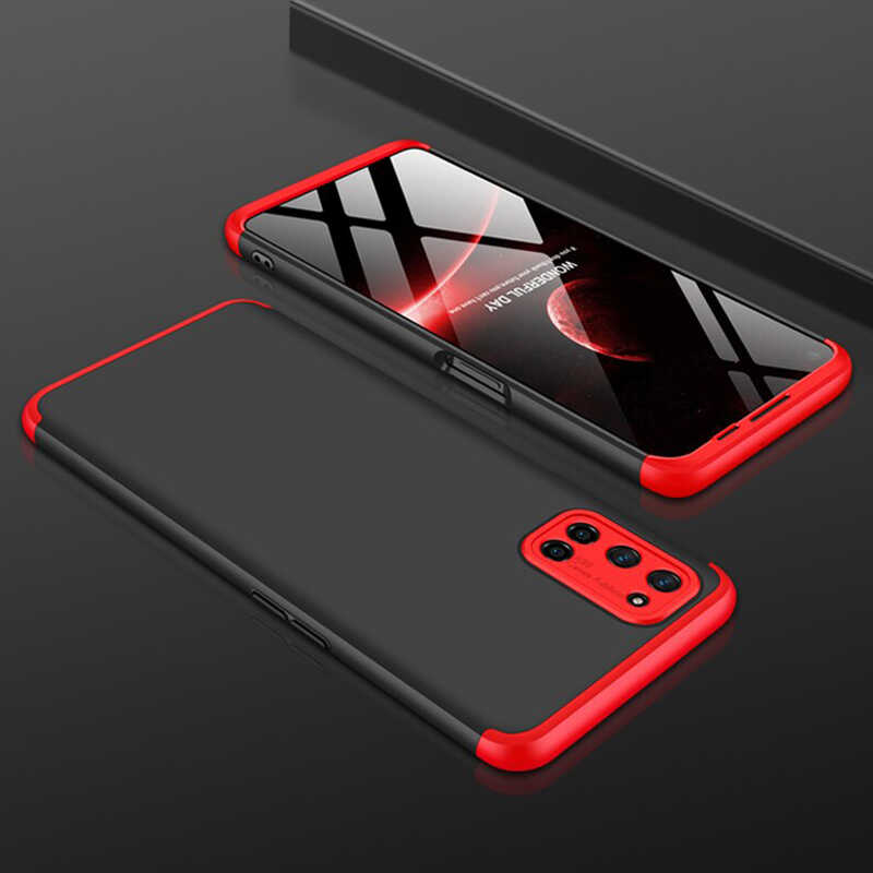 Oppo A52 Kılıf Zore Ays Kapak-Siyah-kırmızı