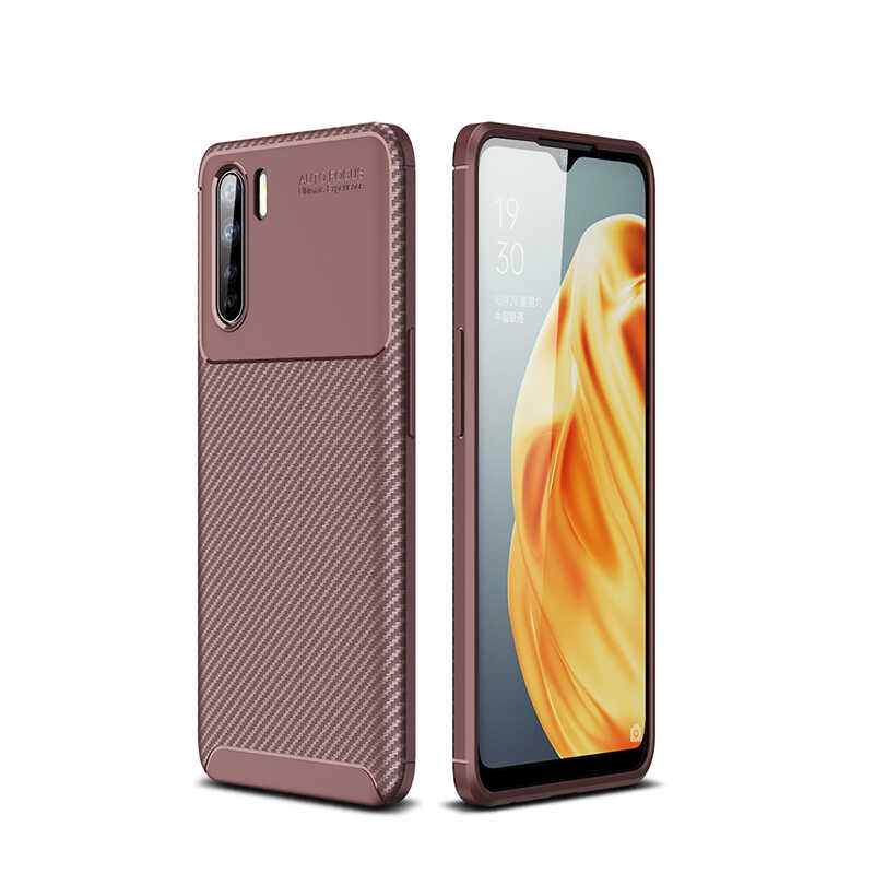 Oppo Reno 3 Kılıf Zore Negro Silikon Kapak-Kahverengi