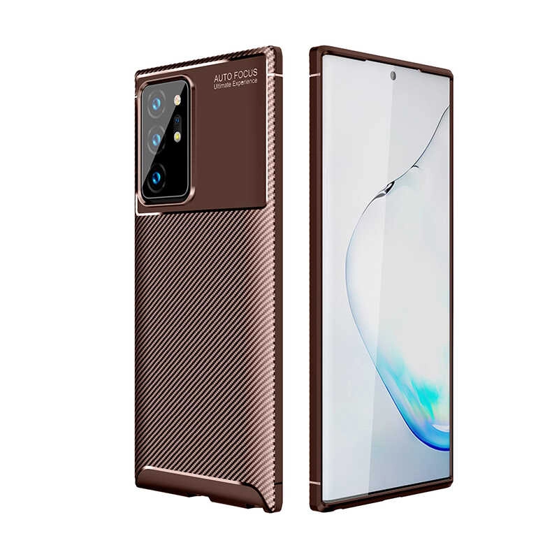 Galaxy Uyumlu Note 20 Ultra Kılıf Zore Negro Silikon Kapak-Kahverengi