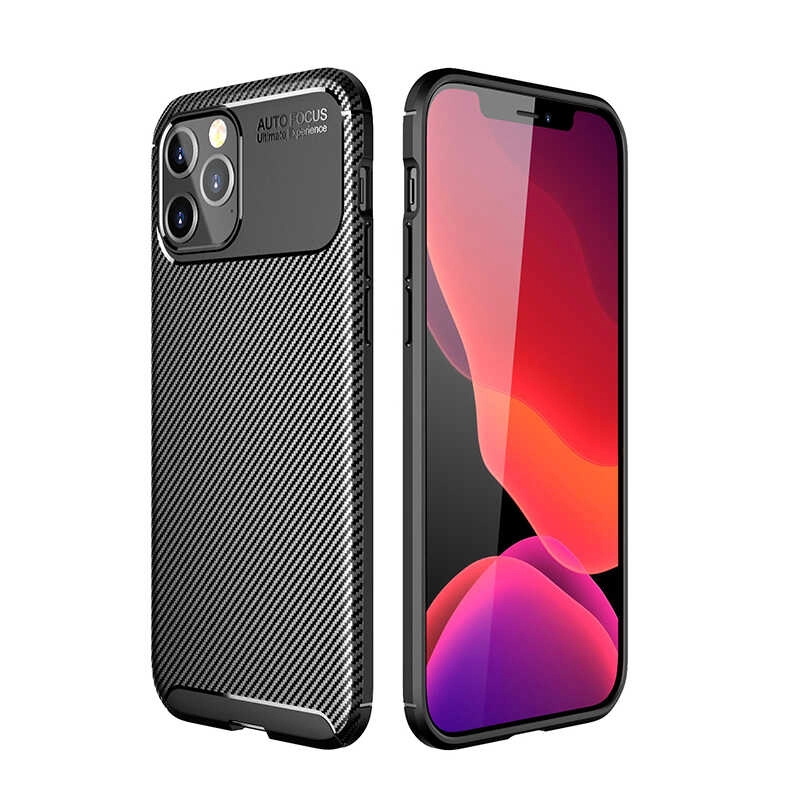 iPhone Uyumlu 12 Pro Max Kılıf Zore Negro Silikon Kapak-Siyah
