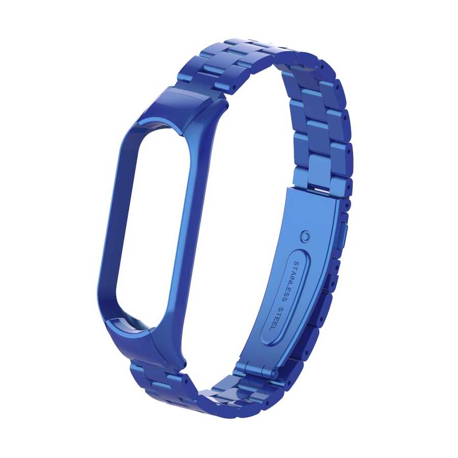 Xiaomi Uyumlu  Mi Band 5 KRD-04 Metal Kordon-Lacivert